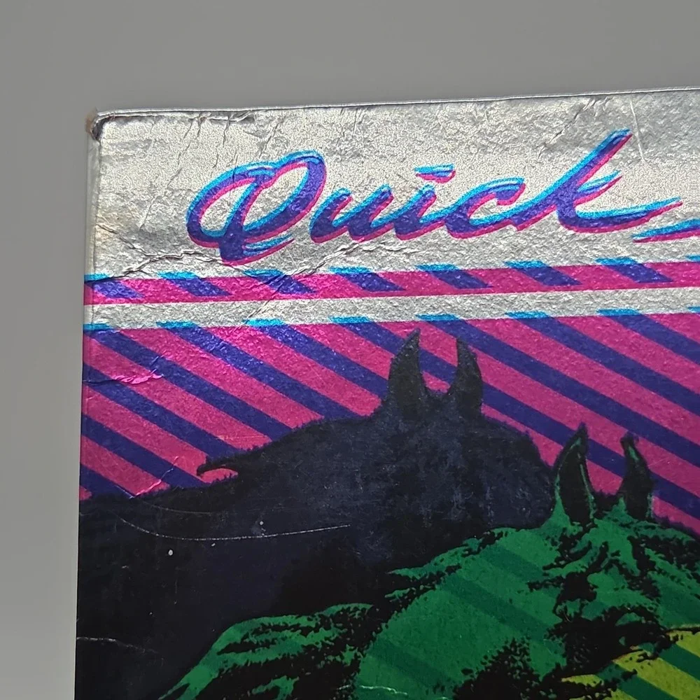 Shiny Vintage 1980s Mead Quick Silver Folders Rainbow Horse & Sports Car Retro